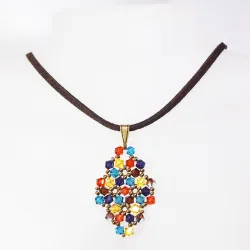 Pendant 65cm - Xochitl Rhombus S-Chocolate Suedine - Pendant 65cm - Laiton bronze